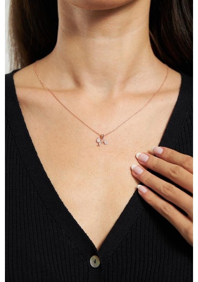Zirkon Taşlı Rose Aşk Meleği Eros Gümüş Kolye