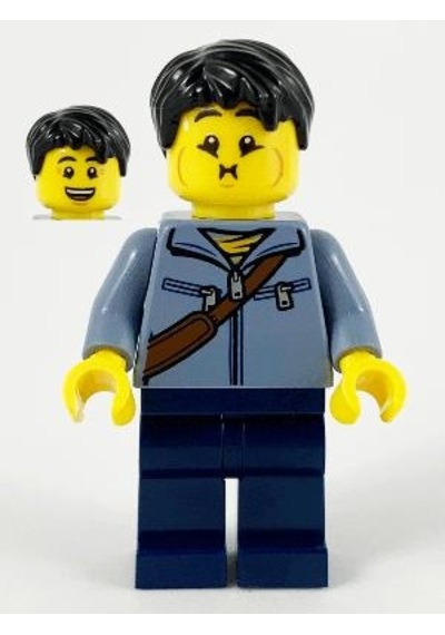 Lego Minifigür Man, Sand Blue Jacket And Reddish Brown Satchel Hol226