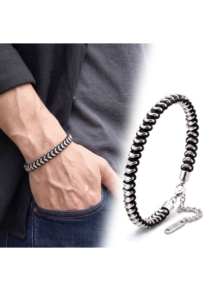Premium Parlak Ve Şık Hematit Taşlı Ayarlanabilir Erkek 316l Çelik Bileklik 31832b16d2 - 22 Cm Siyah
