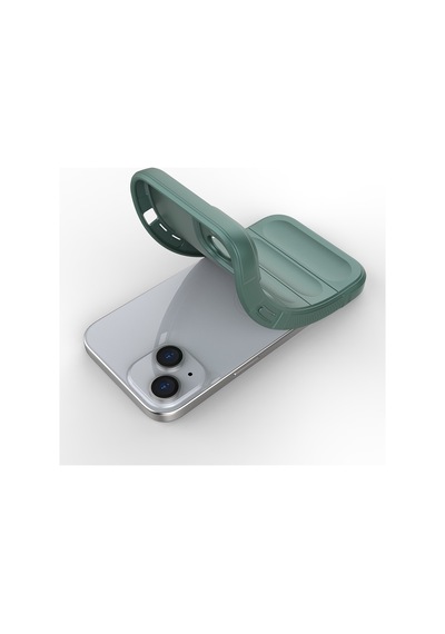 Vendas Apple iPhone Uyumlu  15 Kılıf Esnek Tpu Oyuklu Arka Yüzey Zore Etnik Silikon Kapak + Hayalet Ekran Koruyucu Yeşil