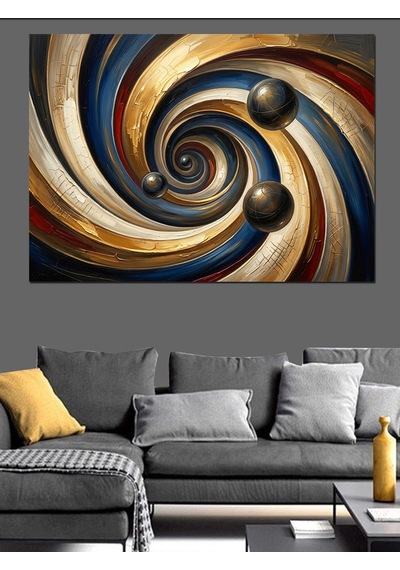Altın Ve Siyah Spiral Girdap Dekoratif Kanvas - Mdf Ahşap Tablo