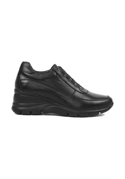 Kadın Siyah Dolgu Topuklu Deri Sneaker