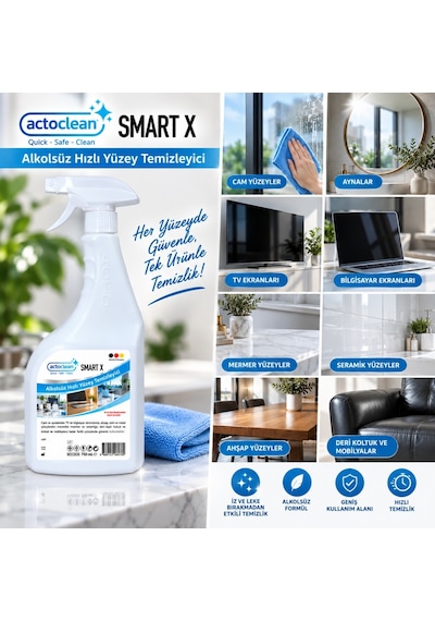 Actoclean® Smart X Alkolsüz Hızlı Yüzey Temizleyici 750 ML