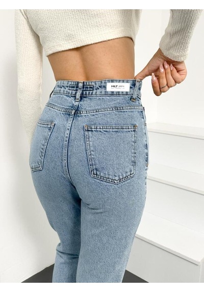 Mavi Kar Kadın Mom Jean Yüksek Bel Likrasız Pamuk Kot Pantolon Anna Model 001