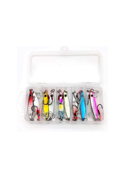 Ayrex Valkyrie 10 Adet 10gr 4.8cm Kutulu Metal Rapala Jig Seti Balık Olta Yemi İspanyol Oltası