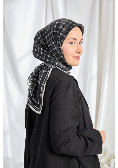 Silk Home %100 Twill İpek Eşarp S539 SİYAH-BEYAZ