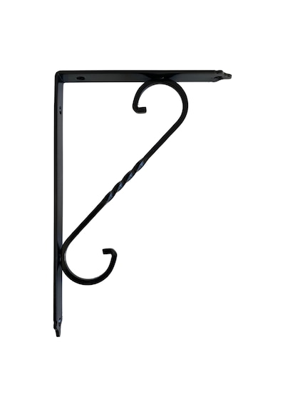 Raf Altı Ferforje Demir Tutucu L Raf Demiri Duvar Sabitleyici Metal Siyah 2 Adet 23cm X 15cm Siyah
