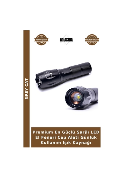 Premium En Güçlü Şarjlı Led El Feneri Cep Aleti Günlük Kullanım Işık Kaynağı