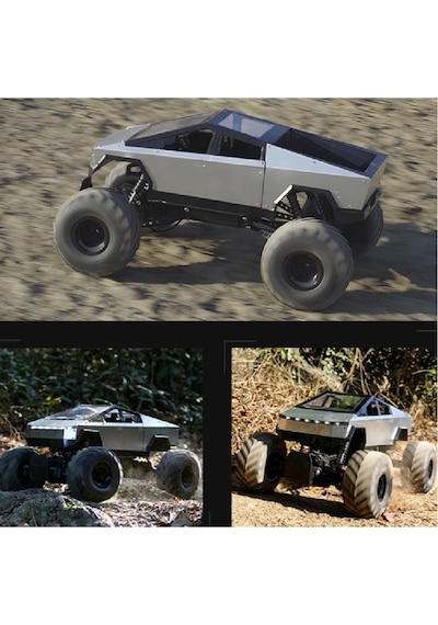 1:8 Dev Büyük Boy 4x4 Cybertruck Rc Kumandalı Uzaktan Kumandalı Araba 2.4 Ghz Işıklı Yeşil