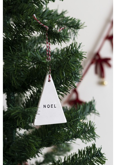 Yılbaşı El Yapımı Seramik 3 Lü Çam Ağacı Süsü Noel Joy Wish Beyaz - 304352844