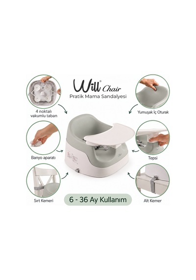 Will Chair Pratik Mama Sandalyesi - Grey