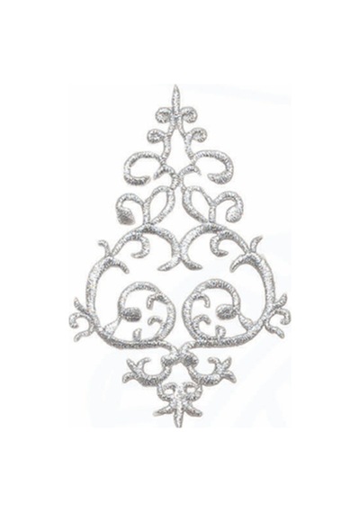 Ütü İle Yapışan Gümüş İşlemeli Motif Patch En:7.5cm Boy:11.5cm 1 Adet - 691680689 Diğer