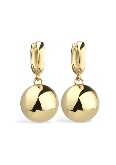 925 Ayar Altın Mikron Kaplama Top Sallantılı Küpe - E00279 Gold
