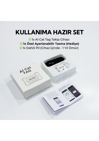 Aı Cat Tag Akıllı Evcil Hayvan Takip Cihazı Beyaz Su/ Toz Geçirmez Apple Uyumlu iOS/android 0