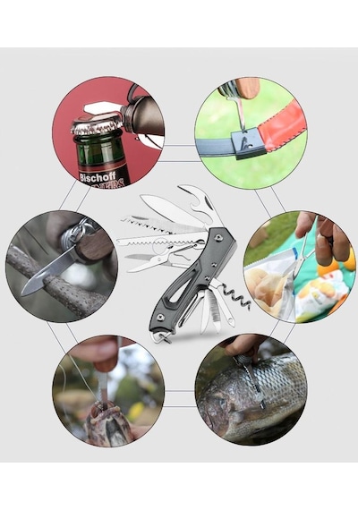 Valkyrie Çok Fonksiyonlu Outdoor İsviçre Kamp Cep Çakısı Siyah