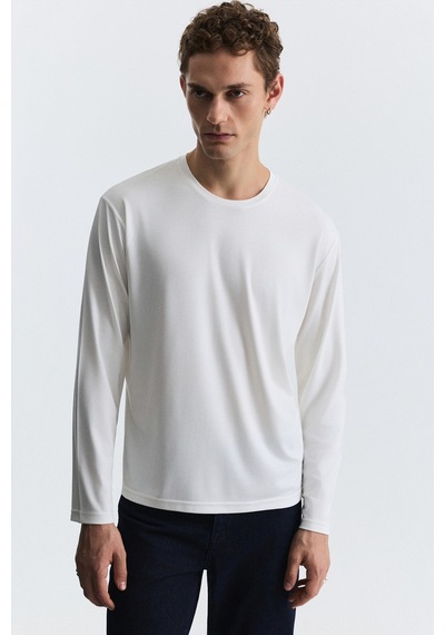 Antioch Relax Fit Uzun Kollu T-shirt Ekru