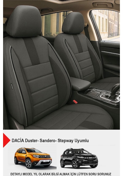 Oniks Serisi Tay Tüyü Oto Koltuk Kılıfı- Dacia Sandero-stepway-duster Uyumlu Füme