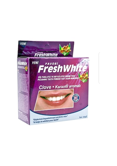 Favori Fresh White Diş Beyazlatıcı Karanfil Aromalı Parlatıcı Bakım Tozu 50 G x 2