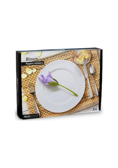 Çiçek, Peçete Halkası, Çiçek Şeklinde, 4'lü Set Çok Renkli
