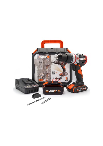 Worw Wx354.1 20Volt/4.0/2.0 Ah  Li-ion Çift Akülü Kömürsüz Profesyonel Darbeli Şarjlı Matkap