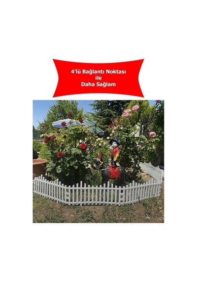 Dekoratif Bahçe Çiti Plastik Çit 20 Adet 11,80metre 39cm X 59cm - Beyaz