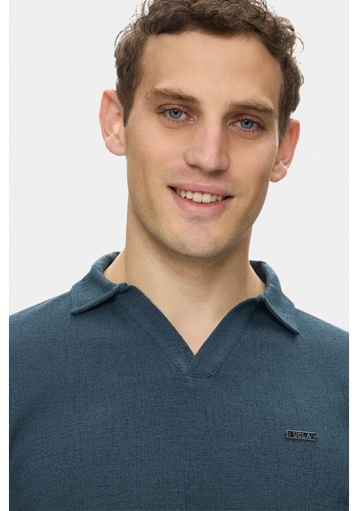 Felıpe Lacivert Polo Yaka Krinkıl Hafif Kumaş Metal Logolu Standard Fit Erkek Tshirt Lacivert