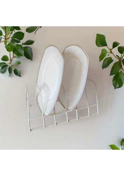 Tabaklık Rafı- Tencere Kapak Düzenleyici-tabak Kurutmalık -6 Bölmeli Krem Stand Metal 22 X 12 Bej Tr Diğer