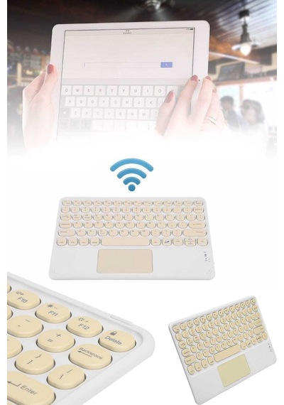 Android Ve Apple Uyumlu iOS Uyumlu Bluetooth Klavye Touchpad Slim Kablosuz Wifi Q Klavye