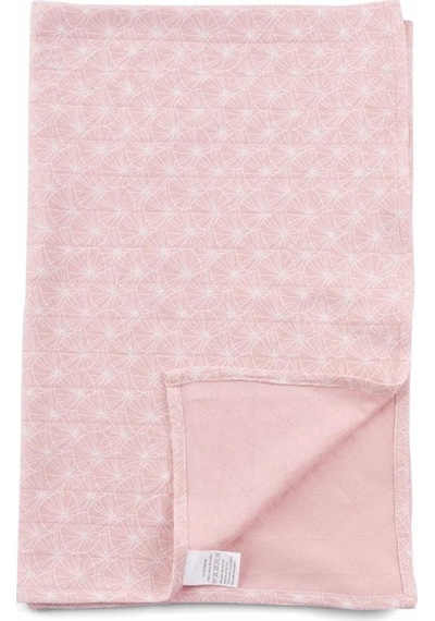 Çift Katlı Müslin Örtü Ve Kese Seti 100X100 Cm Pembe Yapraklar - Pembe