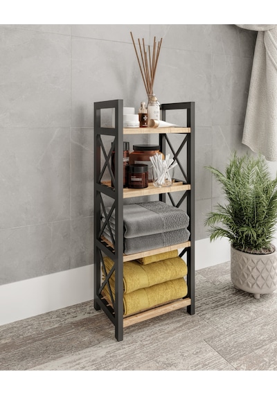 Mini 4 Katlı Dekoratif Banyo Rafı Peçete Havlu Aksesuar Düzenleyici Organıser Çok Renkli