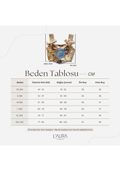 L'aura Corset Çiçekli Krem Rengi Vintage Bayan Korse Büstiyer