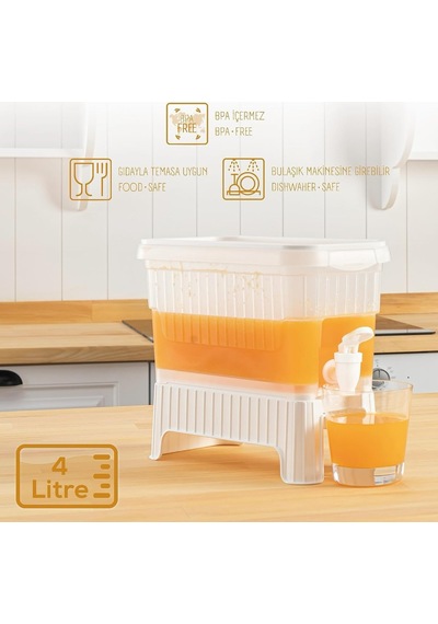 4,5 Litre Musluklu Ve Ayaklı Buzdolabı Su Limonata Sebili Beyaz