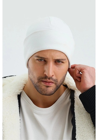 Erkek Termal %100 Pamuklu Soft 2 Stil 1 Arada Bere Premium Cuts Serisi - Standart / Beyaz Beyaz