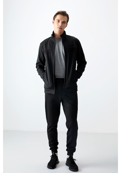 Tommy Life Siyah Yüzeyi Dokulu Standart Fit Nakışlı Erkek Eşofman Takım - 85248 Siyah