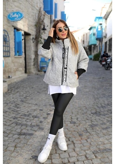 Bileği Lastikli Kapitone Mont-standart-363 Gri