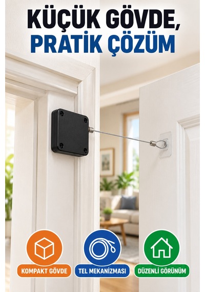 Otomatik Kapı Kapatıcı Sıva Üstü Montaj Çelik Telli Kapı Kapanma Aparatı Ev Ofis İçin Pratik Ev Tipi