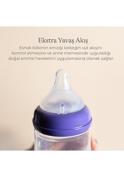 Natural Wave Biberon Emziği Ekstra Yavaş Akışlı 0 Ay Açık Bej