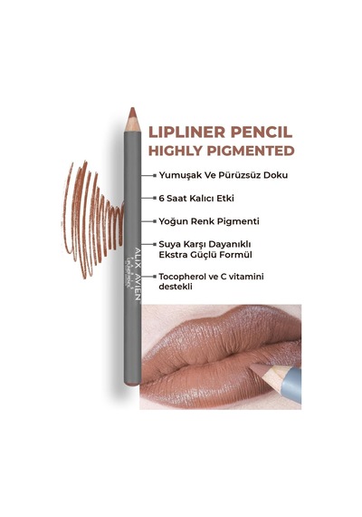 Uzun Süre Kalıcı Dağılma Yapmayan Nemlendirici Dudak Kalemi - Lipliner Pencil 06 Soft Brown Çok Renkli