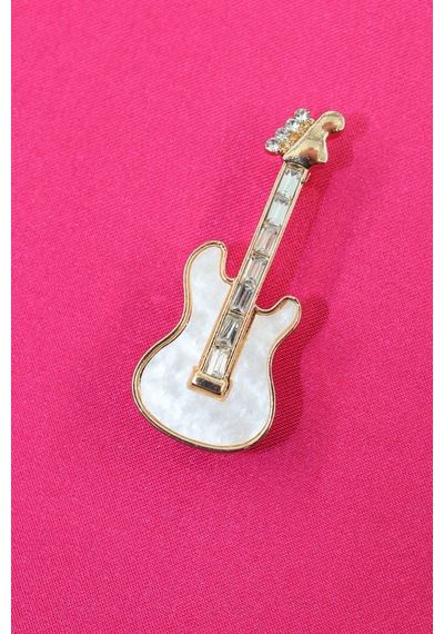 Sedef Gitar Broş. Yaka İğnesi Gitarlı Broş. Tasarım Gitar Broş. Erkek Broş. Kadın Broş. Gitar Broş. Gold