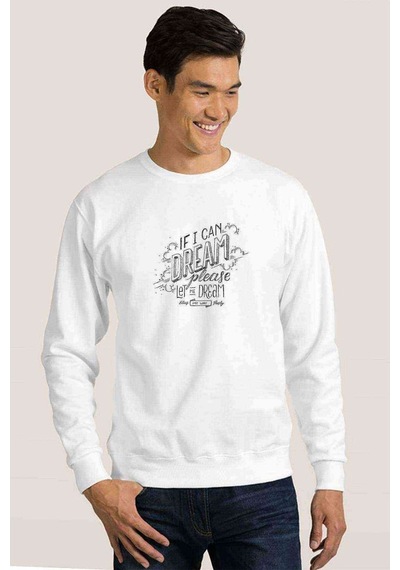 Elvis Presley If I Can Dream Baskılı Beyaz Erkek Sweatshirt