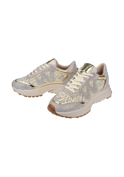 Sms Taş Detaylı Dantelli Kadın Spor Ayakkabı Sneaker Sms-83125 Bej Taşlı