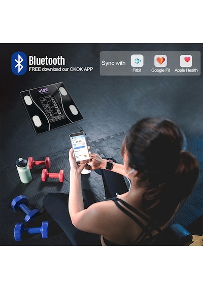 Akıllı Kablosuz Dijital Banyo Ve Vücut Yağ Ağırlık Ölçeği Vücut Kompozisyonu Analizörü Bluetoothlu Tartı