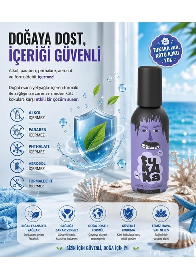 Tuvalet Kokusu, Gider Koku Önleyici, Kötü Koku Giderici Sprey 150 Ml Ocean