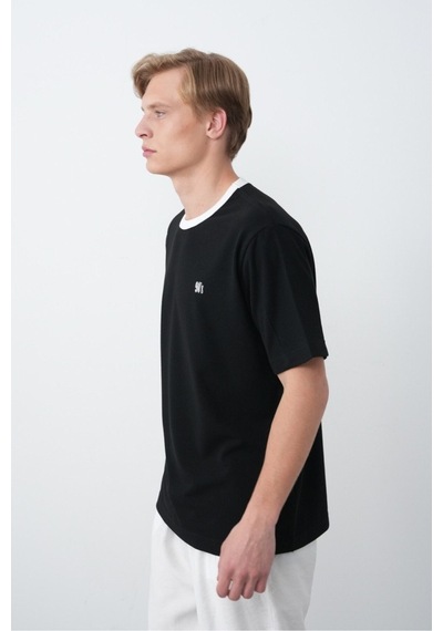 Baselco Unisex Dokulu 90's T-shirt Siyah
