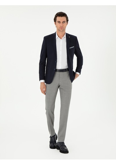 Cacharel Gri Slim Fit Yün Klasik Pantolon