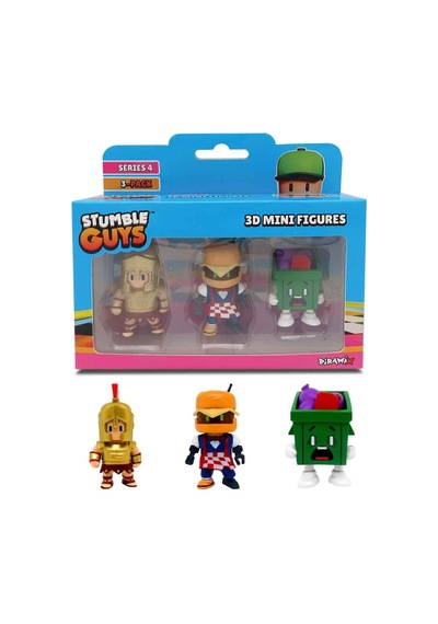 Stumble Guys 3'lü Mini Figür Seri 4 - Maximus - Burger Baxter - Hot Trash