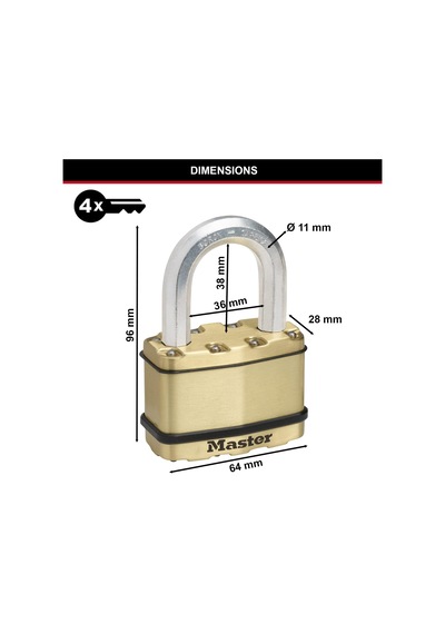 Master Lock Ağır Hizmet Tipi Asma Kilit Tuş Kilidi Lamine Çeli