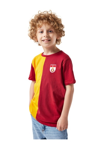 Galatasaray Parçalı 5 Yıldızlı Çocuk T-shirt C251440 Sarı - Kırmızı