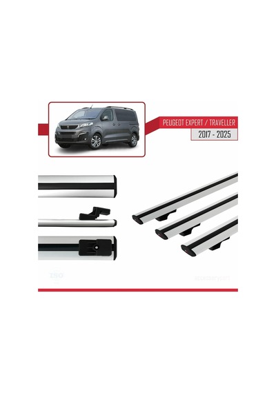 Peugeot Expert 3 Traveller 2017 Ve Sonrası İle Uyumlu Basıc Model Ara Atkı Tavan Barı Gri 3 Adet