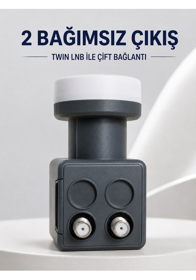 Çift Çıkışlı Twin Lnb 4k Ultra Hd Uyumlu Ku Band Uydu Anten Başlığı 0.1 Db - Lisinya